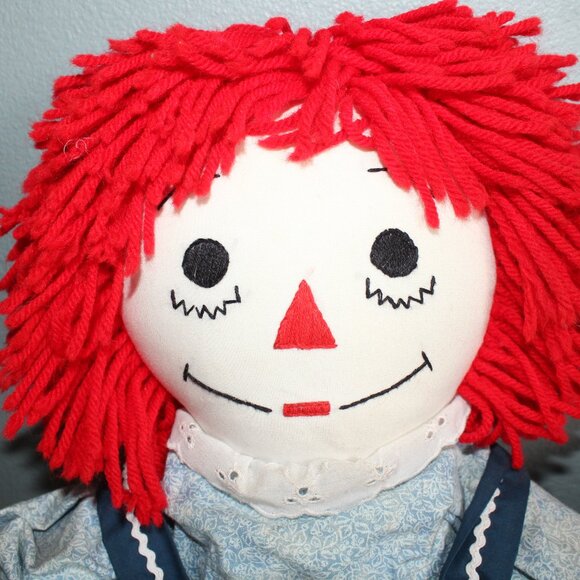 Vintage 25 in Hand Made Raggedy Ann And Andy Dolls Embroidered Faces Well Made - Picture 2 of 16